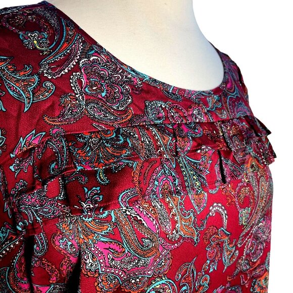 Talbots Woman's size 3XP Blouse Burgundy Paisley long sleeve - Picture 12 of 12